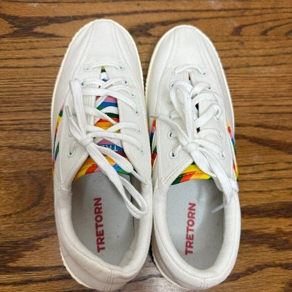 Tretorn Shoes Womens 8.5 Pride Nylite Plus Rainbow Casual Sneakers White Canvas - Picture 6 of 9